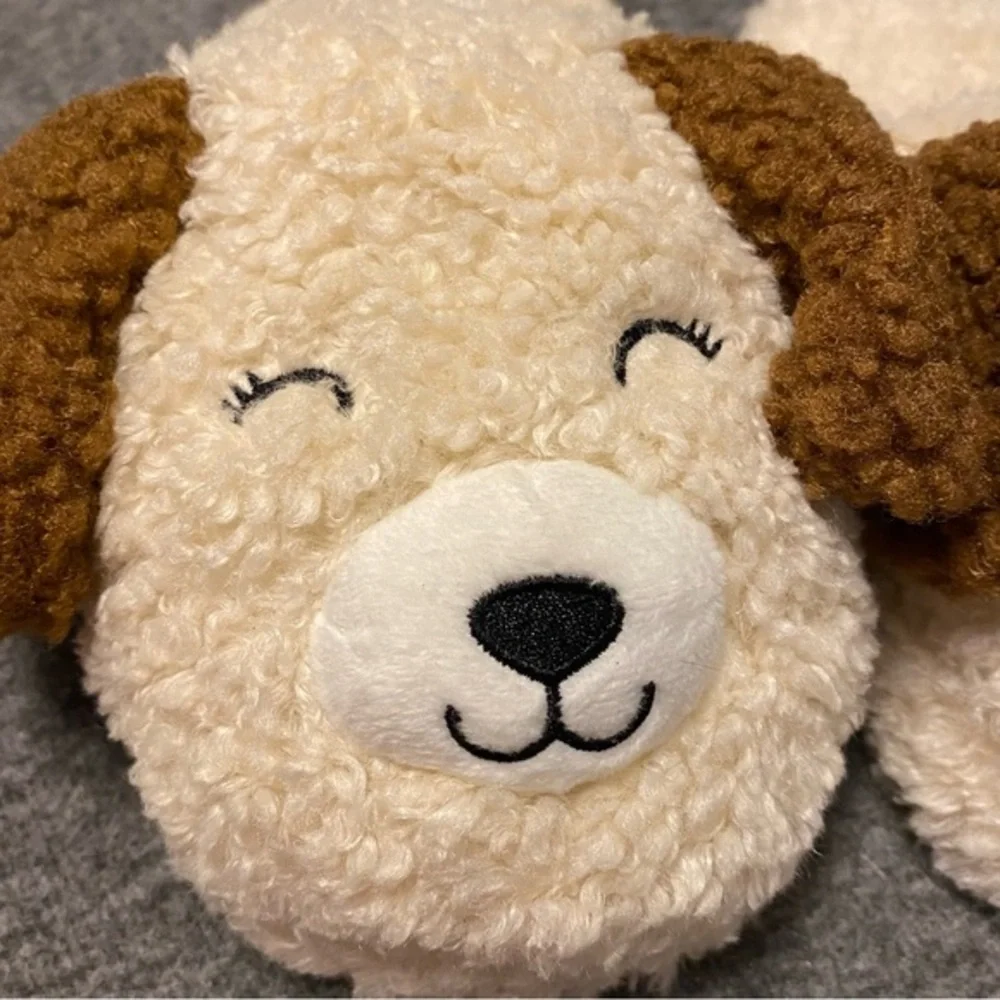 Wonder‎ Nation Slippers Girls Size 2-3 Dog Slip On/Off Fuzzy Loafer New